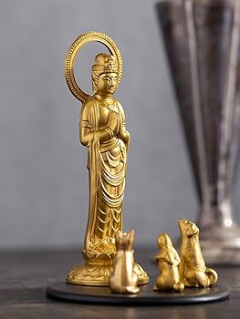 Amazon｜仏像 ペット観音菩薩 7.7cm（金色） ＿『動物守護